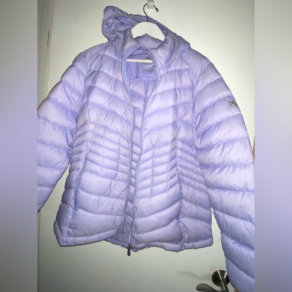 ZEROXPOSUR XL WOMEN’S PACKABLE QUILTED DOWN PUFFER HOODED JACKET Lavender purple